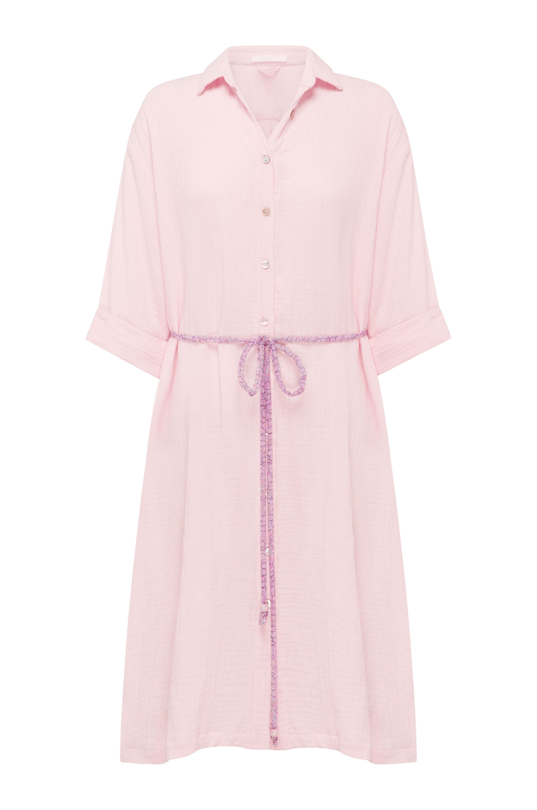Aurelia Gemstone Midi Shirt Dress - Marshmallow