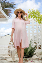 Load image into Gallery viewer, Aurelia Gemstone Midi Shirt Dress - Marshmallow
