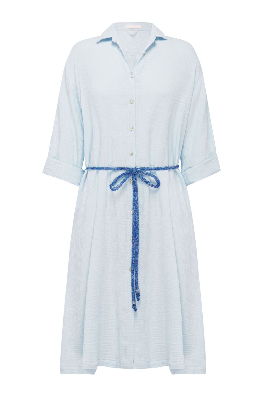 Aurelia Gemstone Midi Shirt Dress - Cornflower Blue